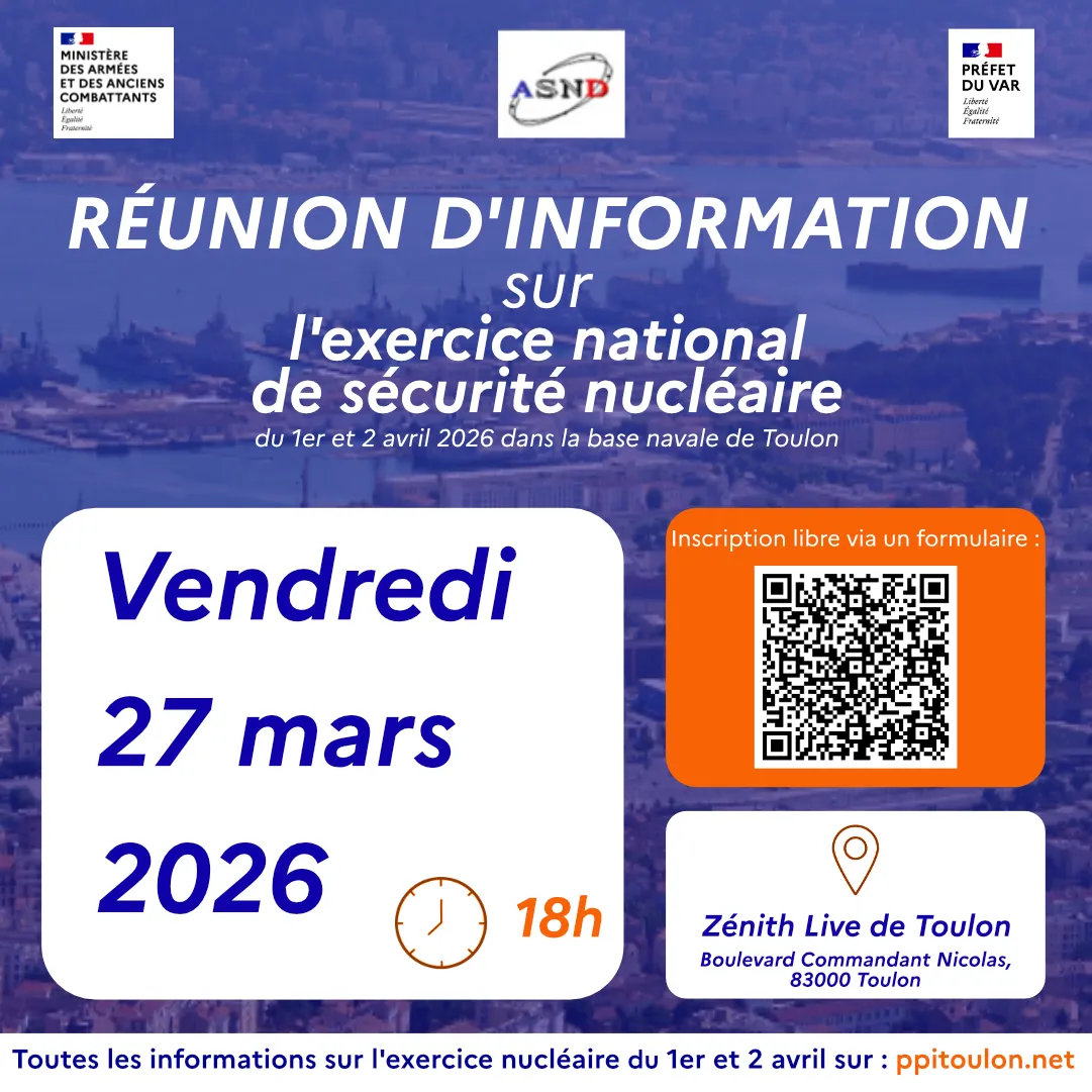 Toulon le 27 mars 2026 : Réunion d’information de la population avant l’exercice de sécurité nucléaire