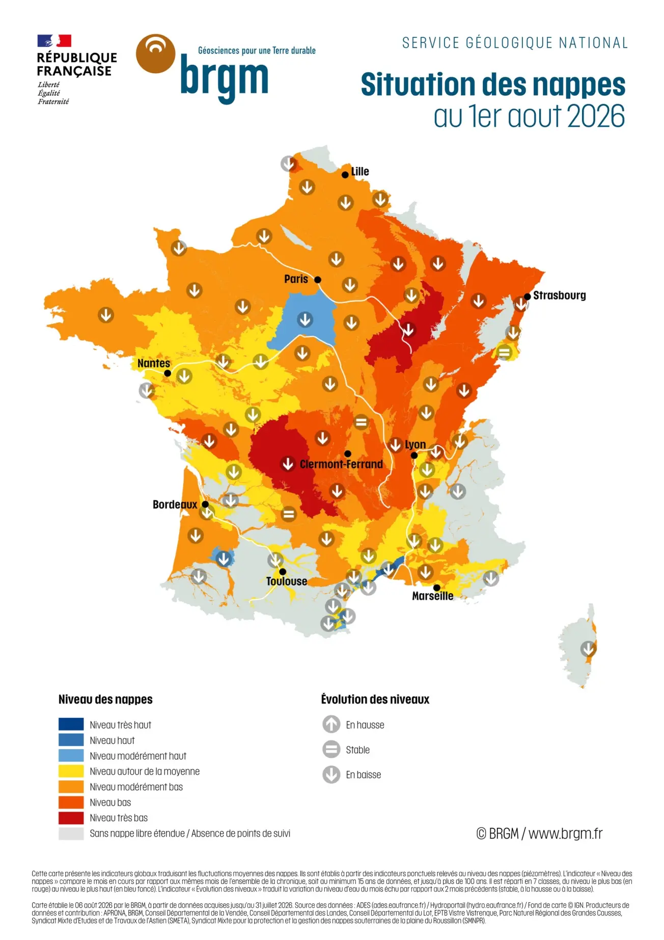 Sécheresse : Situation des nappes phréatiques au 1 er août 2026