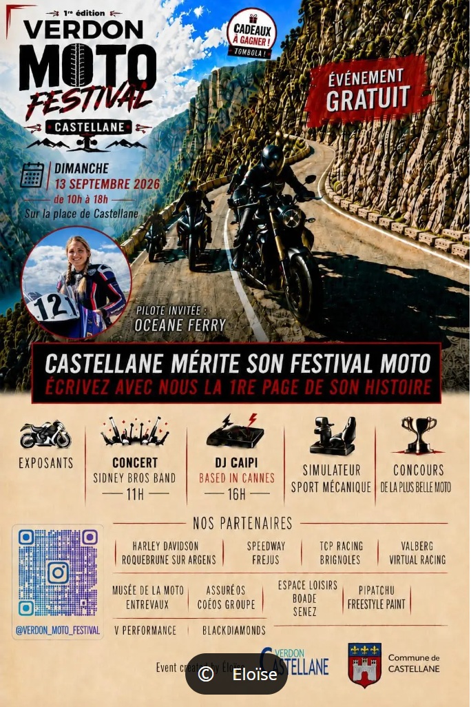 Castellane : Le premier Verdon Moto Festival aura lieu dimanche 13 septembre